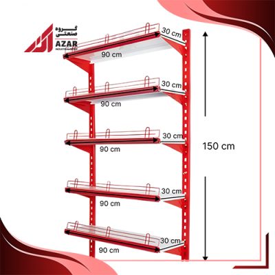 قفسه دیواری چندمنظوره 5 طبقه 90×30 ارتفاع 150 سانتی متر