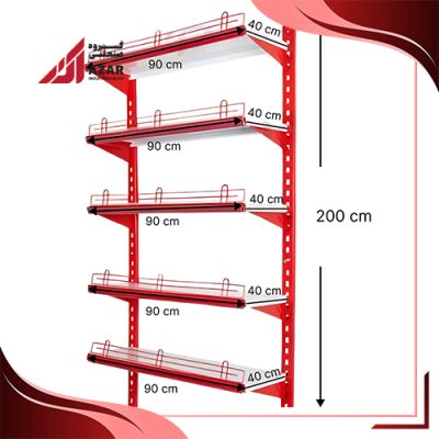 قفسه دیواری چندمنظوره 5 طبقه 90×40 ارتفاع 200 سانتی متر