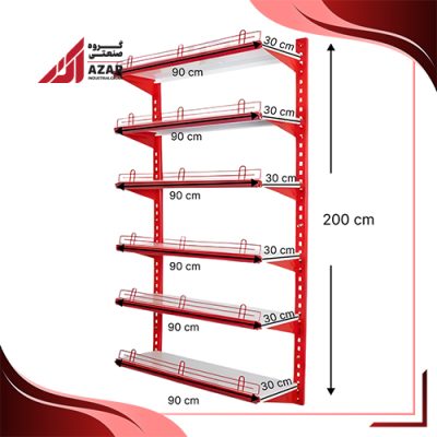 قفسه دیواری چندمنظوره 6 طبقه 90×30 ارتفاع 200 سانتی متر