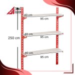 قفسه سوپری 3 طبقه سایز 95×40 ارتفاع 250 سانتی متر