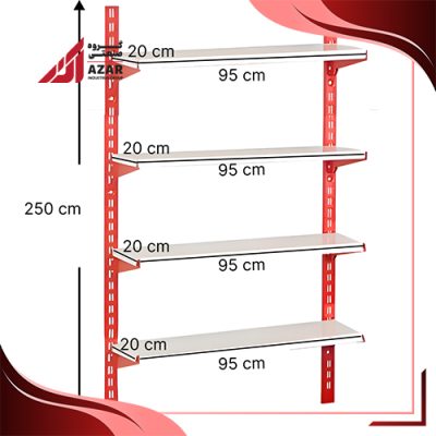 قفسه سوپری 4 طبقه سایز 95×20 ارتفاع 250 سانتی متر