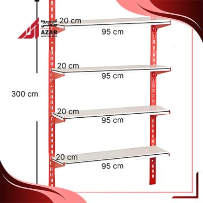 قفسه سوپری 4 طبقه سایز 95×20 ارتفاع 300 سانتی متر