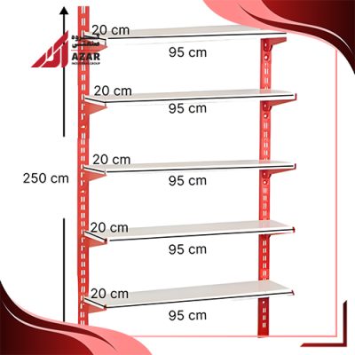 قفسه سوپری 5 طبقه سایز 95×20 ارتفاع 250 سانتی متر