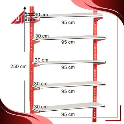 قفسه سوپری 5 طبقه سایز 95×30 ارتفاع 250 سانتی متر