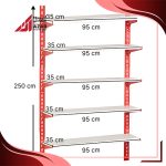 قفسه سوپری 5 طبقه سایز 95×35 ارتفاع 250 سانتی متر