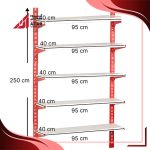 قفسه سوپری 5 طبقه سایز 95×40 ارتفاع 250 سانتی متر