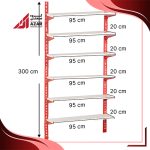قفسه سوپری 6 طبقه سایز 95×20 ارتفاع 300 سانتی متر