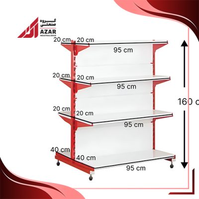 قفسه سوپری دو طرفه 4 طبقه 95×20 ارتفاع 190