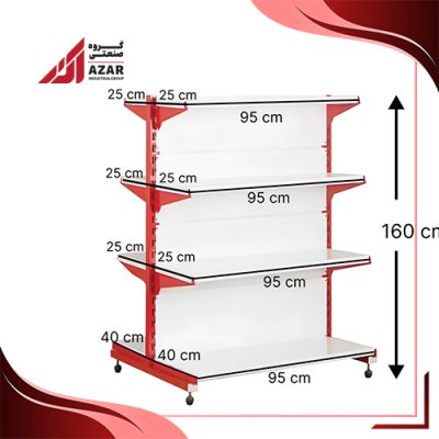 قفسه سوپری دو طرفه 4 طبقه 95×25 ارتفاع 160