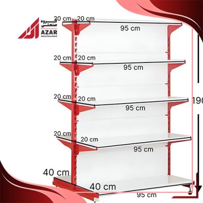 قفسه سوپری دو طرفه 5 طبقه 95×20 ارتفاع 190