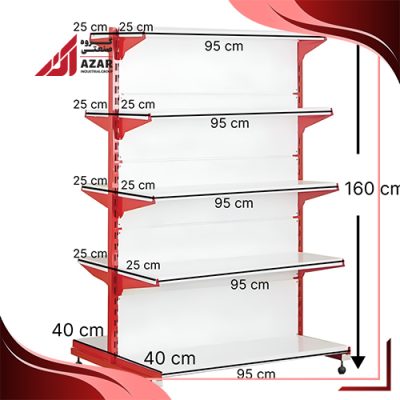 قفسه سوپری دو طرفه 5 طبقه 95×25 ارتفاع 160