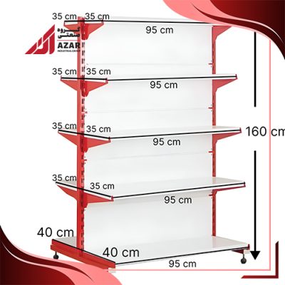 قفسه سوپری دو طرفه 5 طبقه 95×35 ارتفاع 160