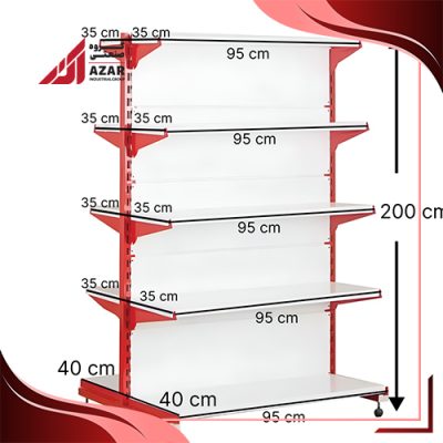 قفسه سوپری دو طرفه 5 طبقه 95×35 ارتفاع 200