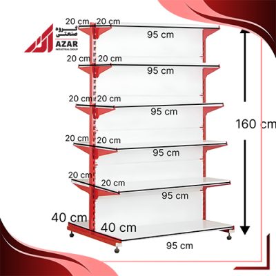 قفسه سوپری دو طرفه 6 طبقه 95×20 ارتفاع 160