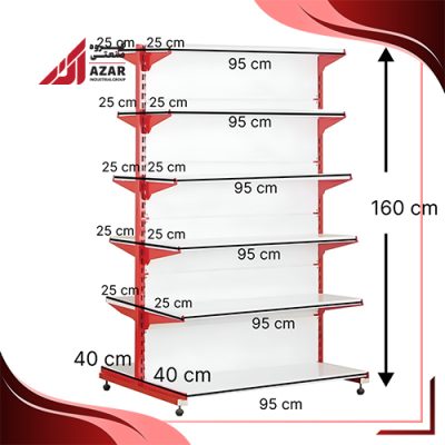 قفسه سوپری دو طرفه 6 طبقه 95×25 ارتفاع 160