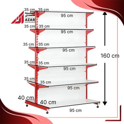 قفسه سوپری دو طرفه 6 طبقه 95×35 ارتفاع 160