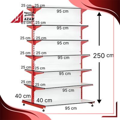 قفسه سوپری دو طرفه 7 طبقه 95×25 ارتفاع 250