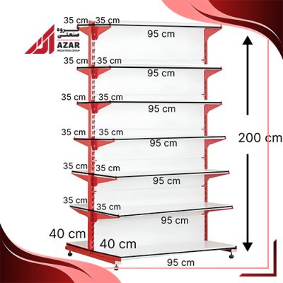 قفسه سوپری دو طرفه 7 طبقه 95×35 ارتفاع 200