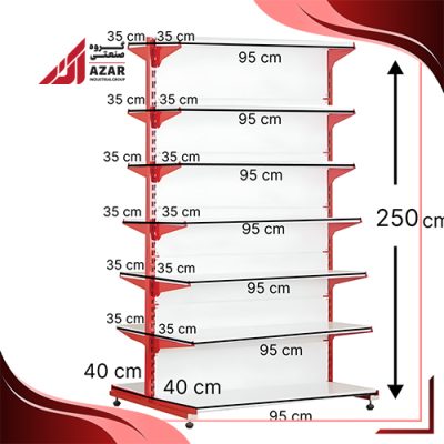قفسه سوپری دو طرفه 7 طبقه 95×35 ارتفاع 250