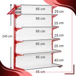 قفسه سوپری‌ خودایست 6 طبقه 95×25 ارتفاع 245