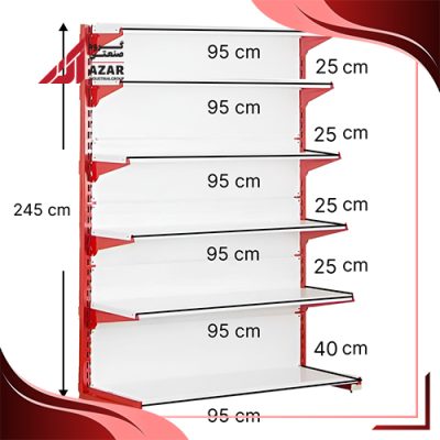 قفسه سوپری‌ خودایست 6 طبقه 95×25 ارتفاع 245
