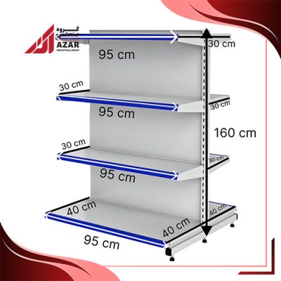 قفسه هایپری دو طرفه 4 طبقه 95×30 کف 40 ارتفاع 160