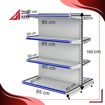 قفسه هایپری دو طرفه 4 طبقه 95×30 کف 40 ارتفاع 190