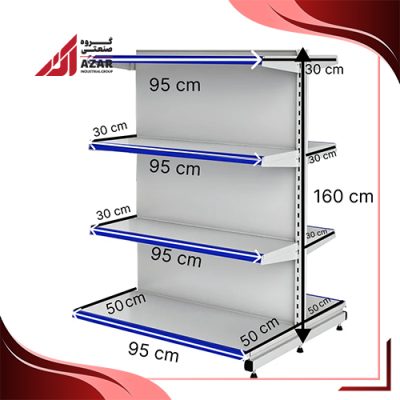 قفسه هایپری دو طرفه 4 طبقه 95×40 کف 50 ارتفاع 190