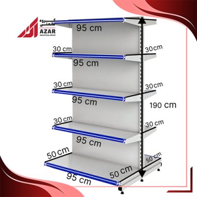قفسه هایپری دو طرفه 5 طبقه 95×30 کف 50 ارتفاع 190