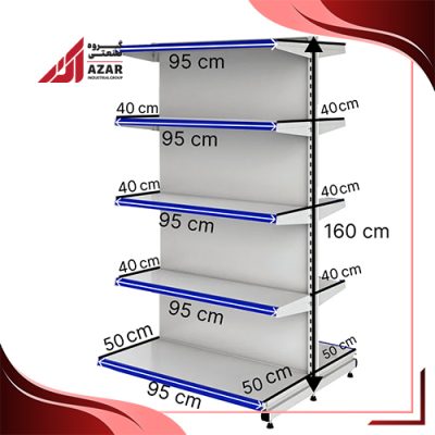 قفسه هایپری دو طرفه 5 طبقه 95×40 کف 50 ارتفاع 160