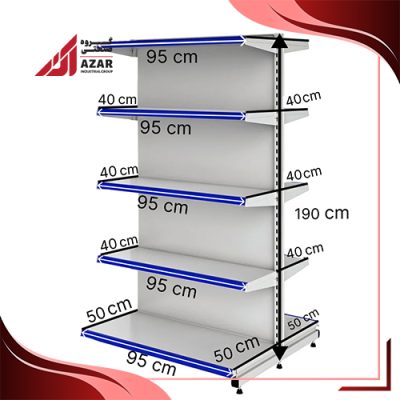 قفسه هایپری دو طرفه 5 طبقه 95×40 کف 50 ارتفاع 190