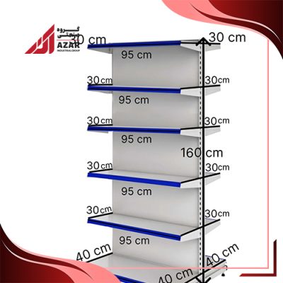 قفسه هایپری دو طرفه 6 طبقه 95×30 کف 40 ارتفاع 160