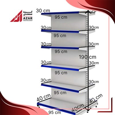 قفسه هایپری دو طرفه 6 طبقه 95×30 کف 40 ارتفاع 190