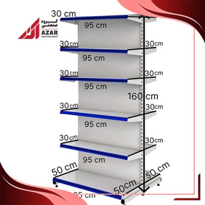 قفسه هایپری دو طرفه 6 طبقه 95×30 کف 50 ارتفاع 160