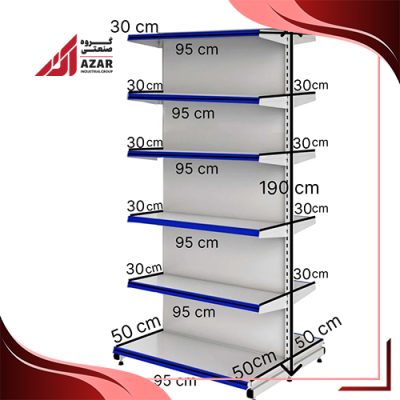 قفسه هایپری دو طرفه 6 طبقه 95×30 کف 50 ارتفاع 190