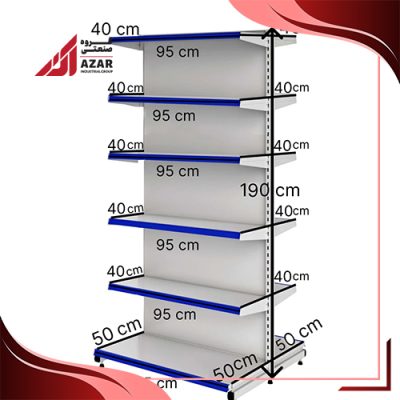 قفسه هایپری دو طرفه 6 طبقه 95×40 کف 50 ارتفاع 190