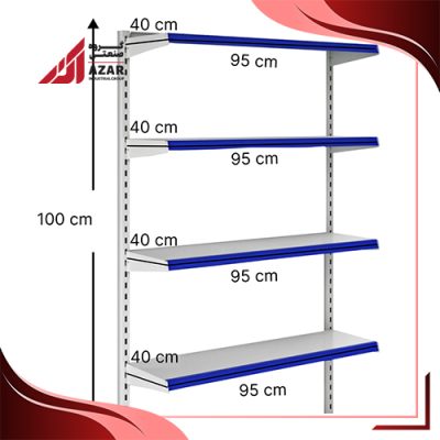 قفسه هایپری دیواری 4 طبقه 40×95 ارتفاع 100