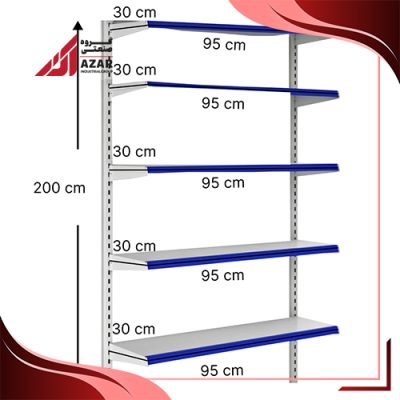 قفسه هایپری دیواری 5 طبقه 30×95 ارتفاع 200