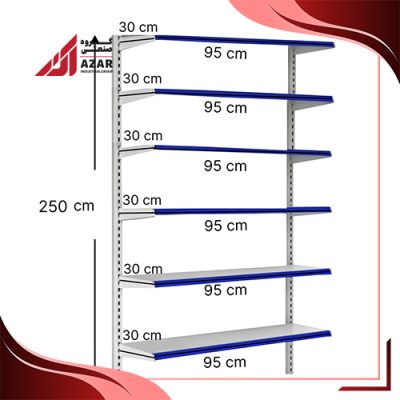 قفسه هایپری دیواری 6 طبقه 30×95 ارتفاع 250