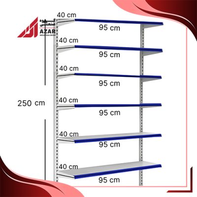 قفسه هایپری دیواری 6 طبقه 40×95 ارتفاع 250