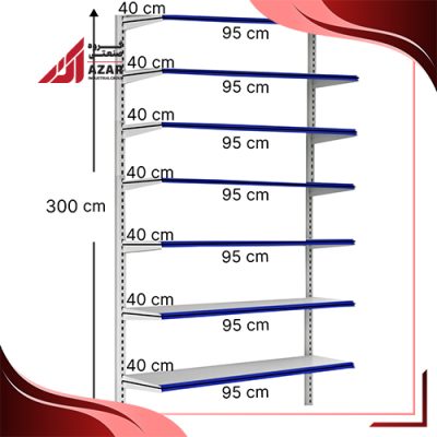قفسه هایپری دیواری 7 طبقه 40×95 ارتفاع 300