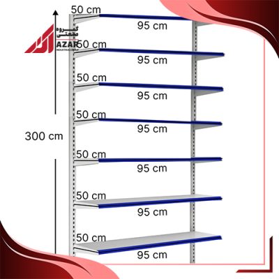 قفسه هایپری دیواری 7 طبقه 50×95 ارتفاع 300